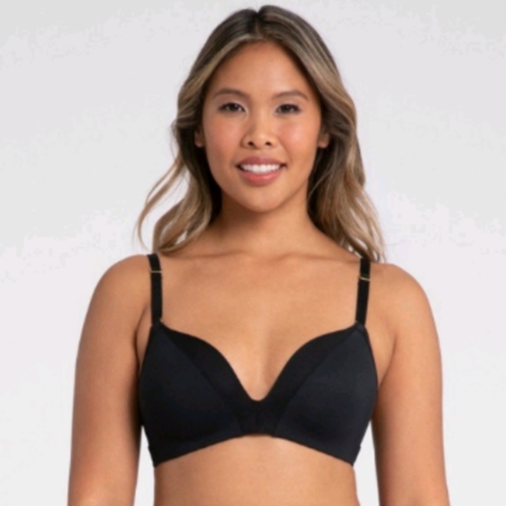 LIVELY Women's All Day Deep V Wire Free Bra - Jet Black 34DD